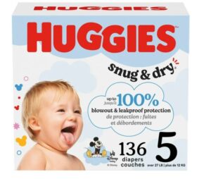 HUGGIES Snug & Dry Baby Diapers, Mega Colossal Pack, Sizes 1-8 | 208-80 Count, Sizes 1-8 | 208-80 Count